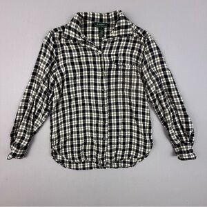 Lauren Ralph Lauren Shirt Women's Size 4 Classic Black and White Checkered Top